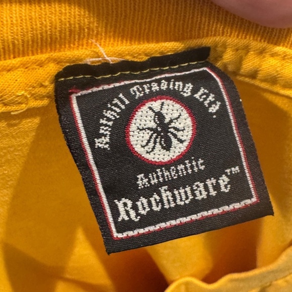 AC/DC Anthill Trading Authentic Rockware Yellow Band Short Sleeve Shirt Medium - Picture 13 of 13